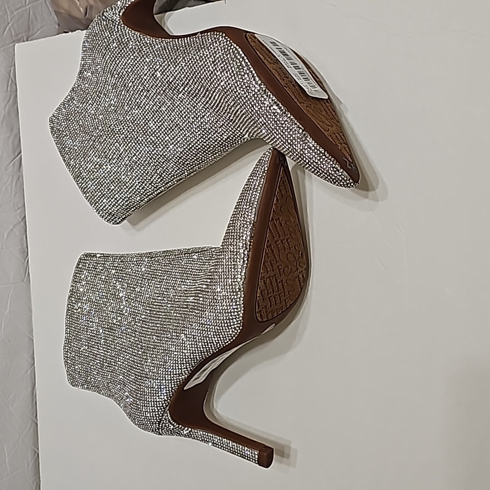 Rinestone Sparkling Stiletto Sequin Ankle Bootie - Picture 8 of 9